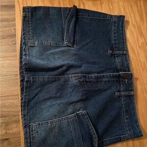 Dark Blue Denim Skirt with Pockets
